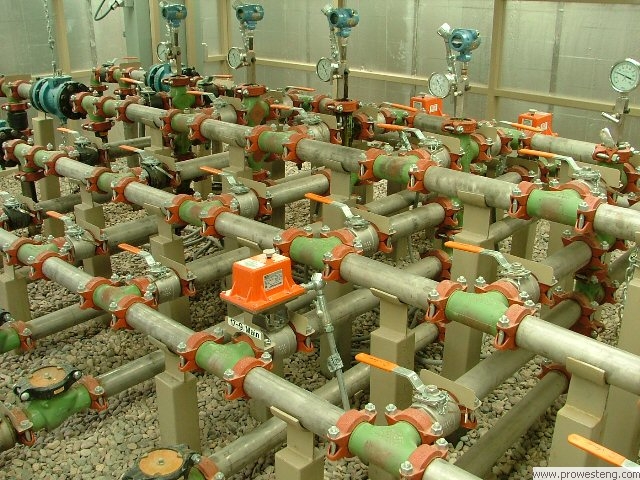 Gas & Oil automated routing manifold/header.  Includes pressure instrumentation and motor operated valves.